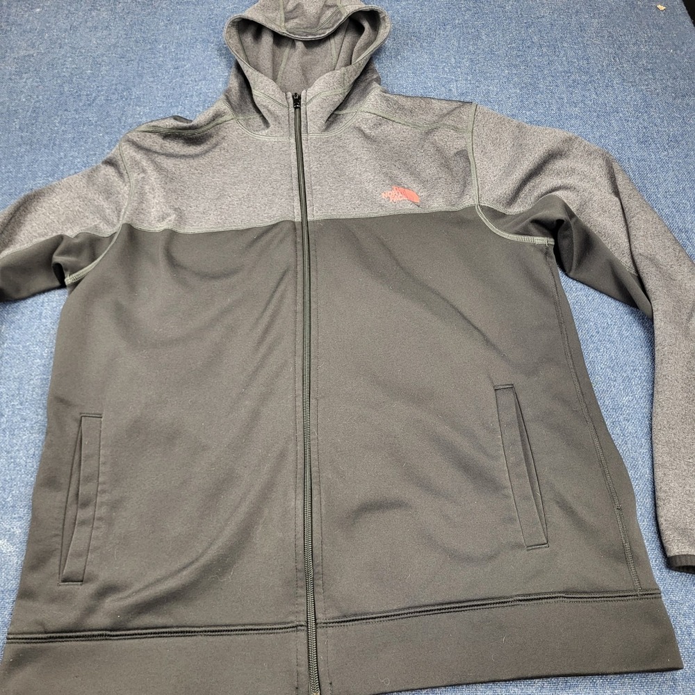The North Face Mens Full Zip Hoodie Grey Black Canyonlands Fleece Jacket Large
